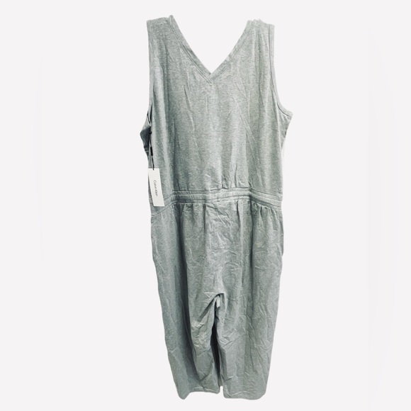 Calvin Klein V-Neck Designer Logo Sleeveless Jumpsuit Romper Gray Womens Size XL - Picture 5 of 9